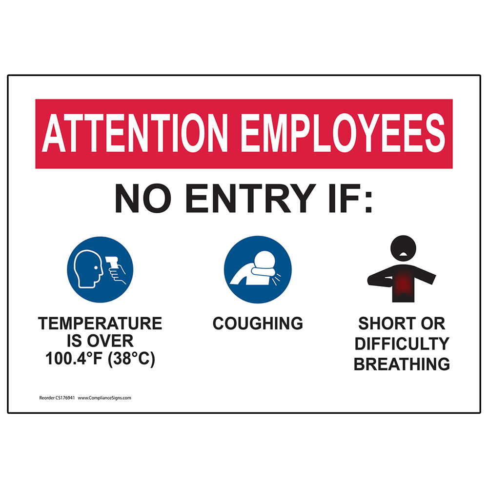 Temperature Check Required Before Entering Sign CS101070
