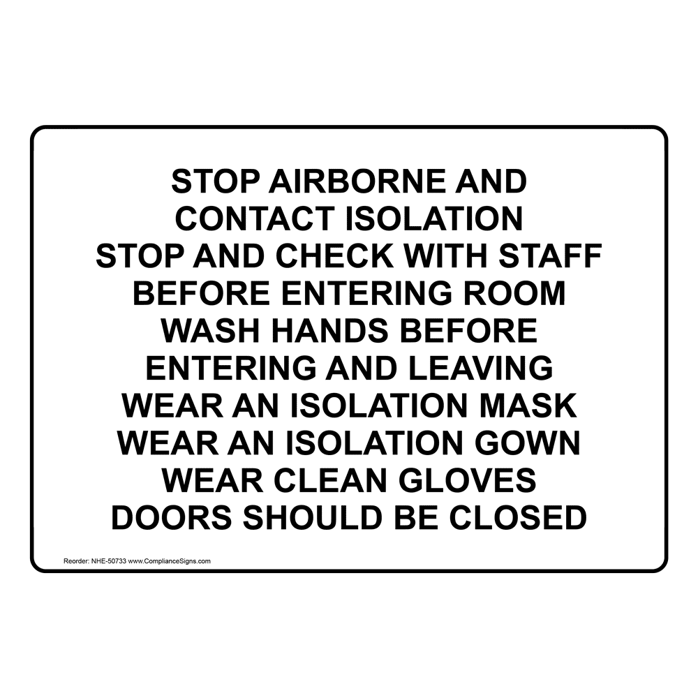 Portrait Stop AIRBORNE AND CONTACT Isolation Sign NHEP50733