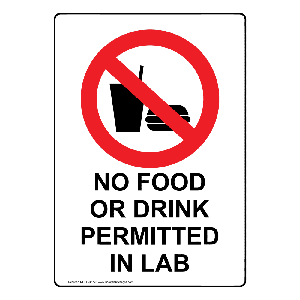 No Food Or Drink Permitted In Lab Sign With Symbol NHE35776