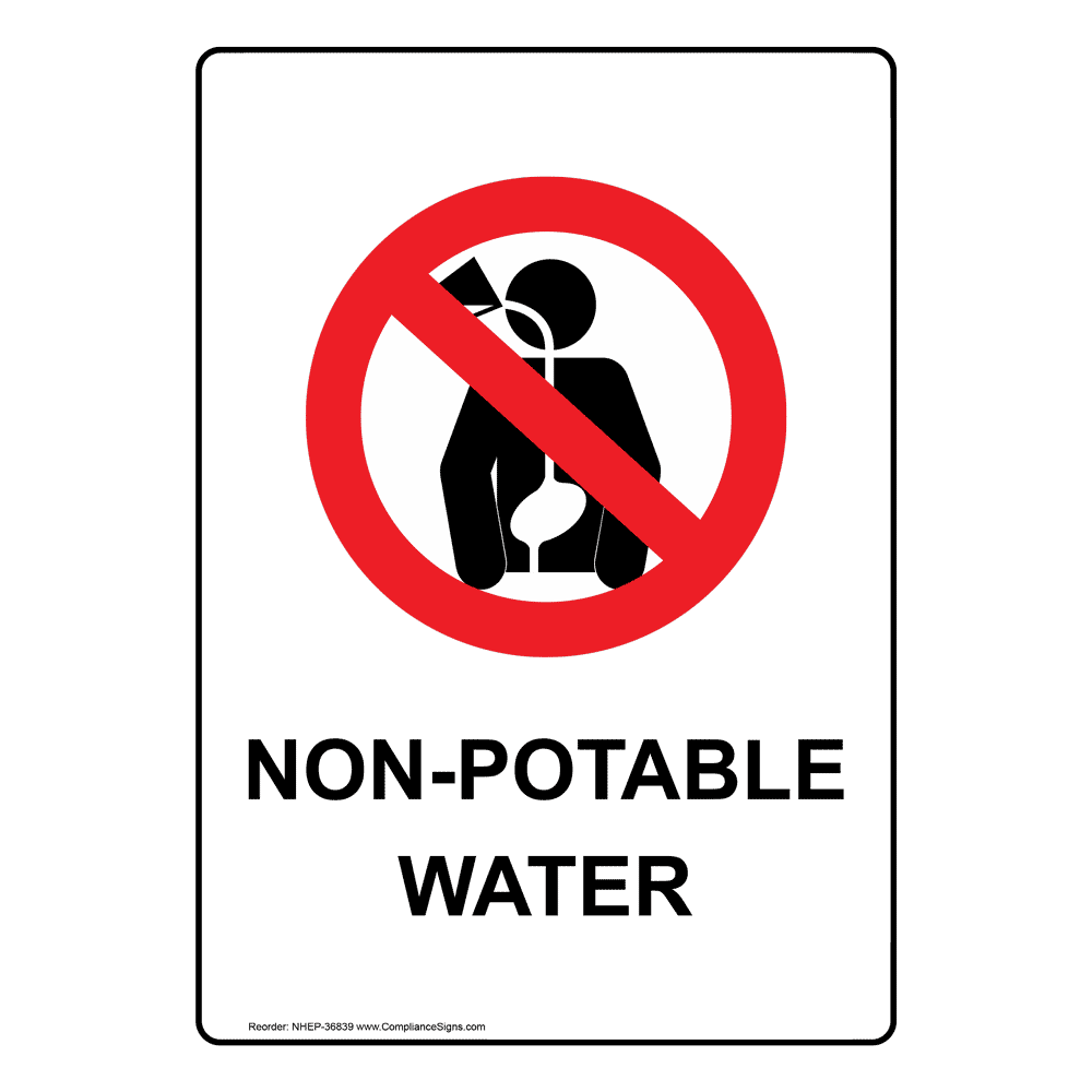 Portrait Non-Potable Water Sign With Symbol NHEP-36839