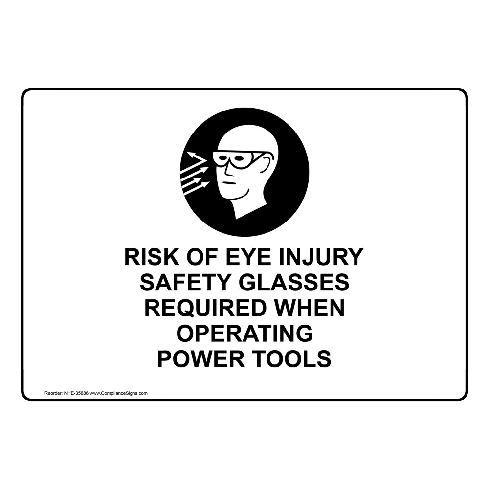 Risk Of Eye Injury Safety Glasses Sign With Symbol NHE35886