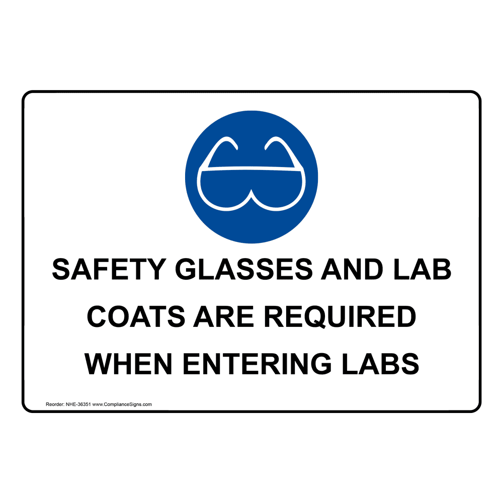 Safety Glasses And Lab Coats Are Sign With Symbol NHE36351