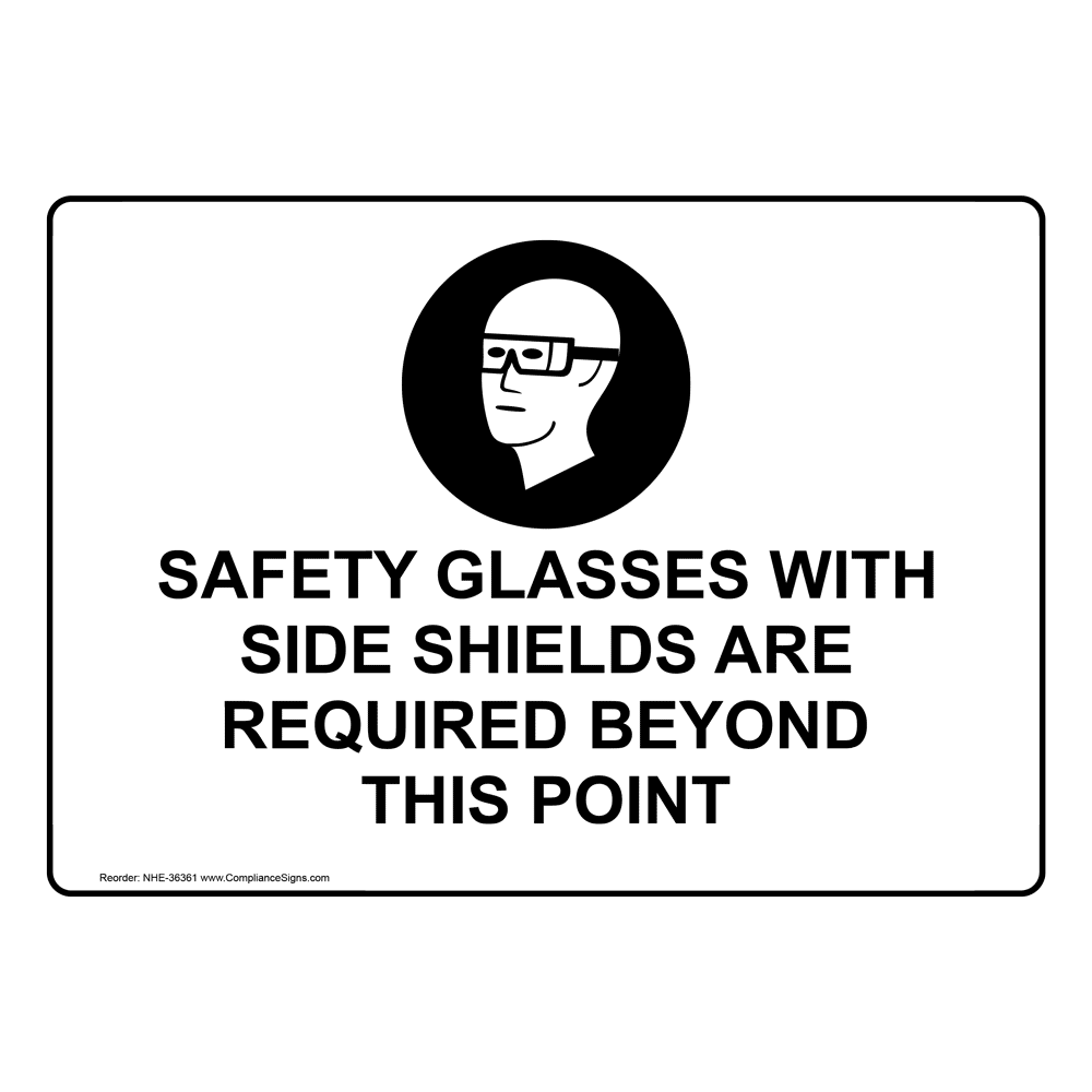 Safety Glasses Required When Unit Sign With Symbol NHE35893