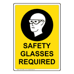 Portrait Safety Glasses Required Sign With Symbol NHEP-19695_YLW