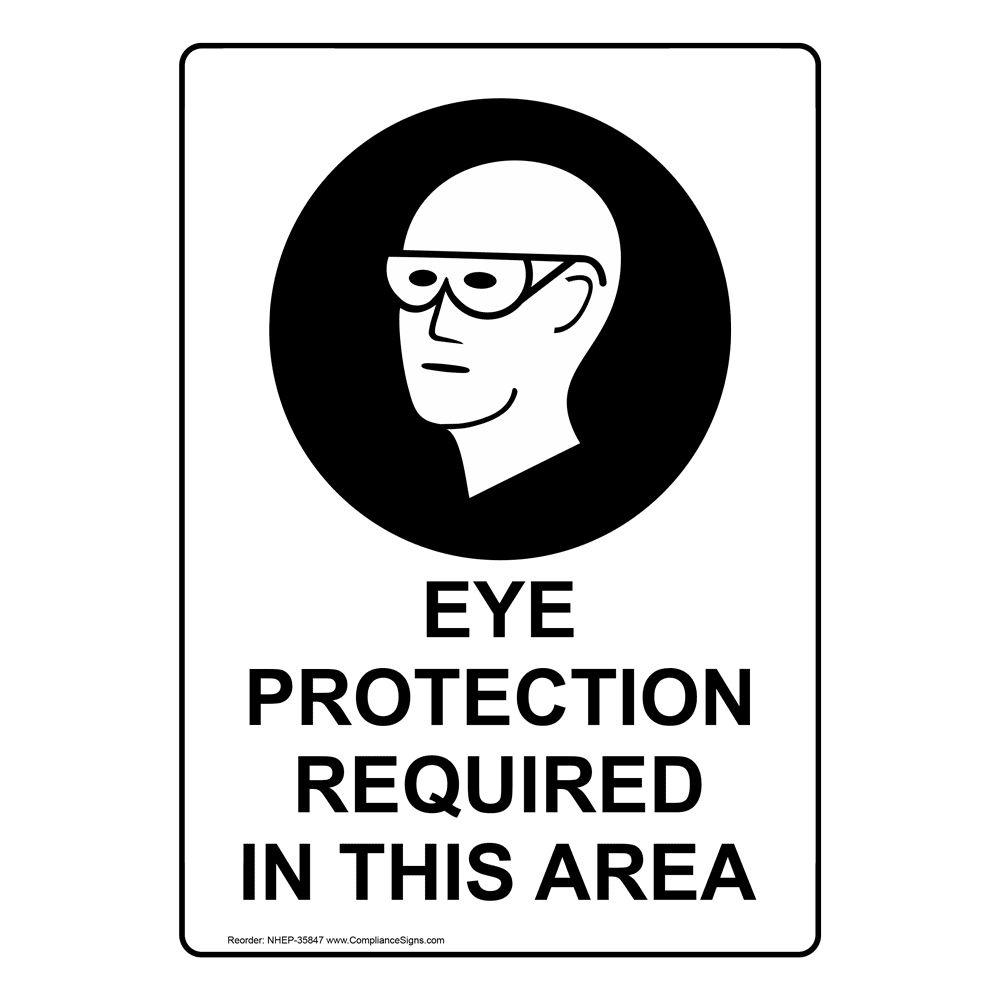 Portrait Eye Protection Required Sign With Symbol NHEP35850
