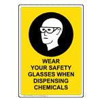 Portrait Wear Your Safety Glasses Sign With Symbol NHEP-35900_YLW