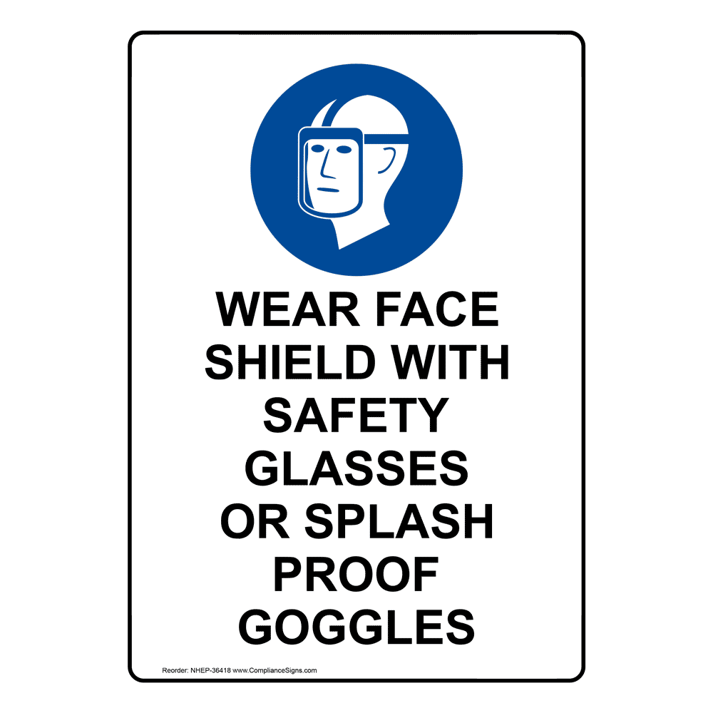 Portrait Wear Face Shield With Safety Sign With Symbol NHEP36418