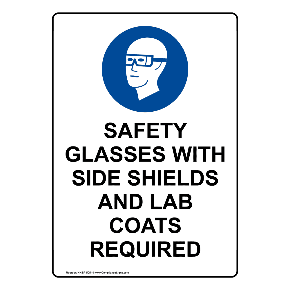 Portrait OSHA Safety Glasses Required While Sign OSEP50543