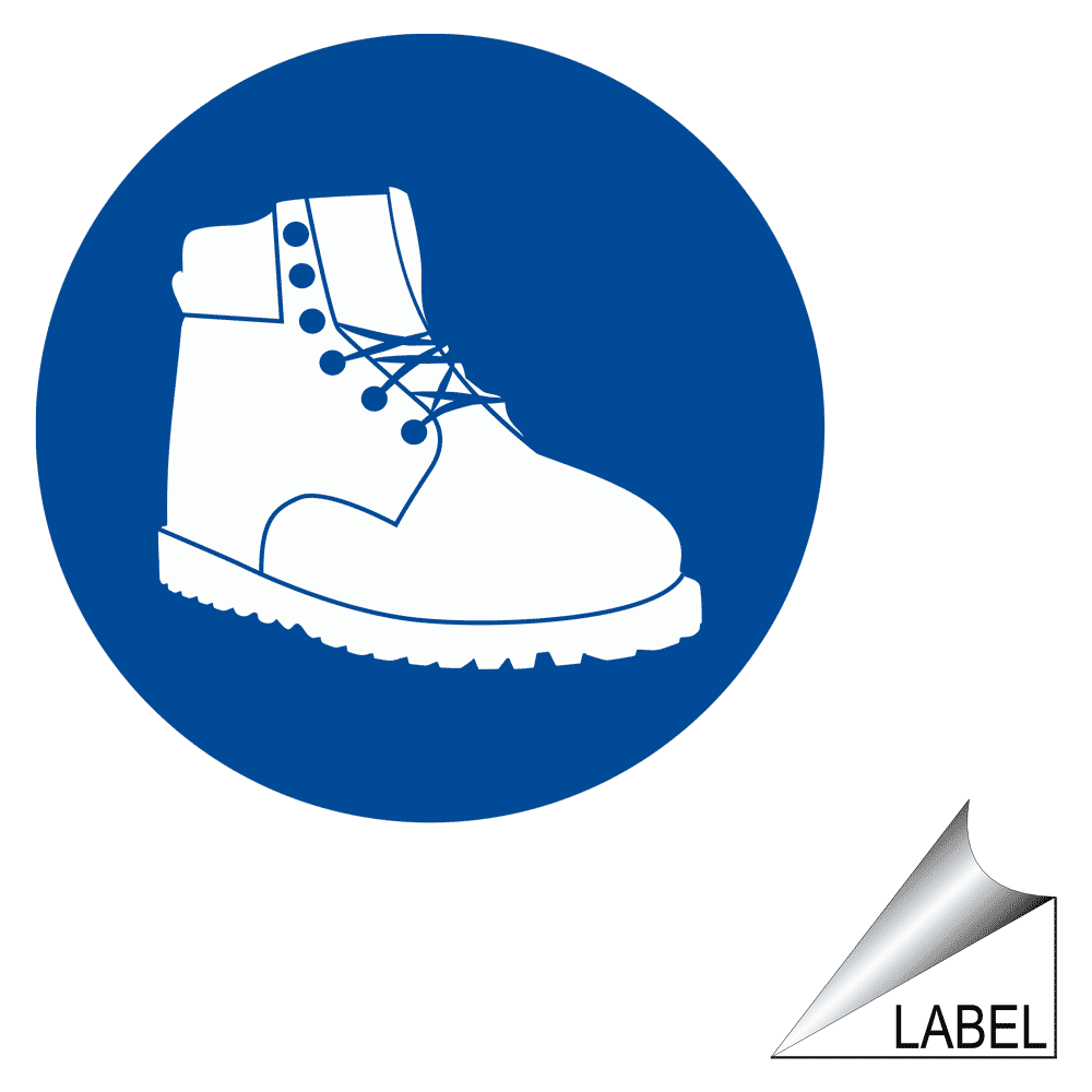 Wear Safety Shoes Required Boot Symbol Label Sticker PPE