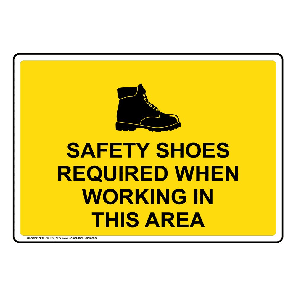 Steel Toe Foot Protection Required Sign With Symbol NHE35973