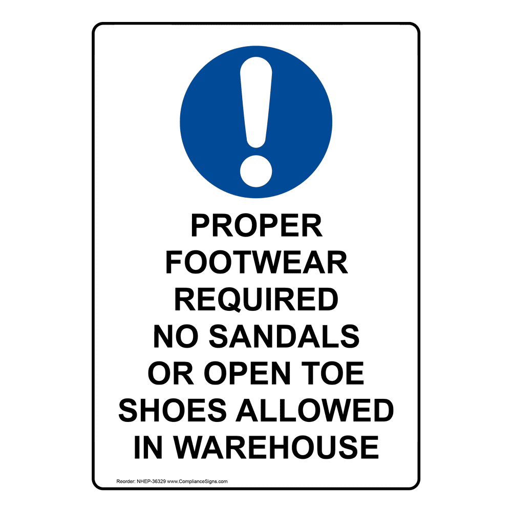 Portrait Proper Footwear Required Sign With Symbol NHEP36329