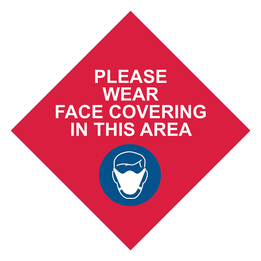 Red Please Wear Face Covering In This Area Carpet Label CS188182