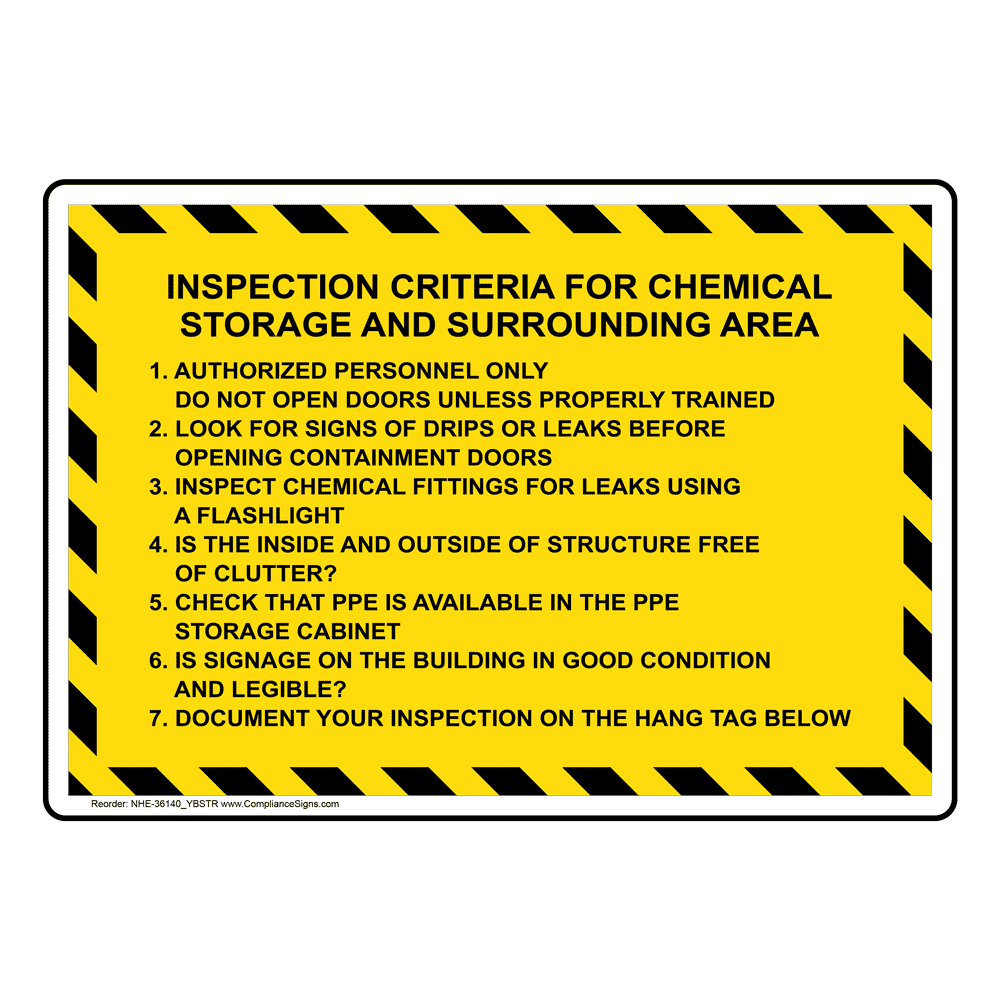 Inspection Criteria For Chemical Storage Sign NHE36140_YBSTR