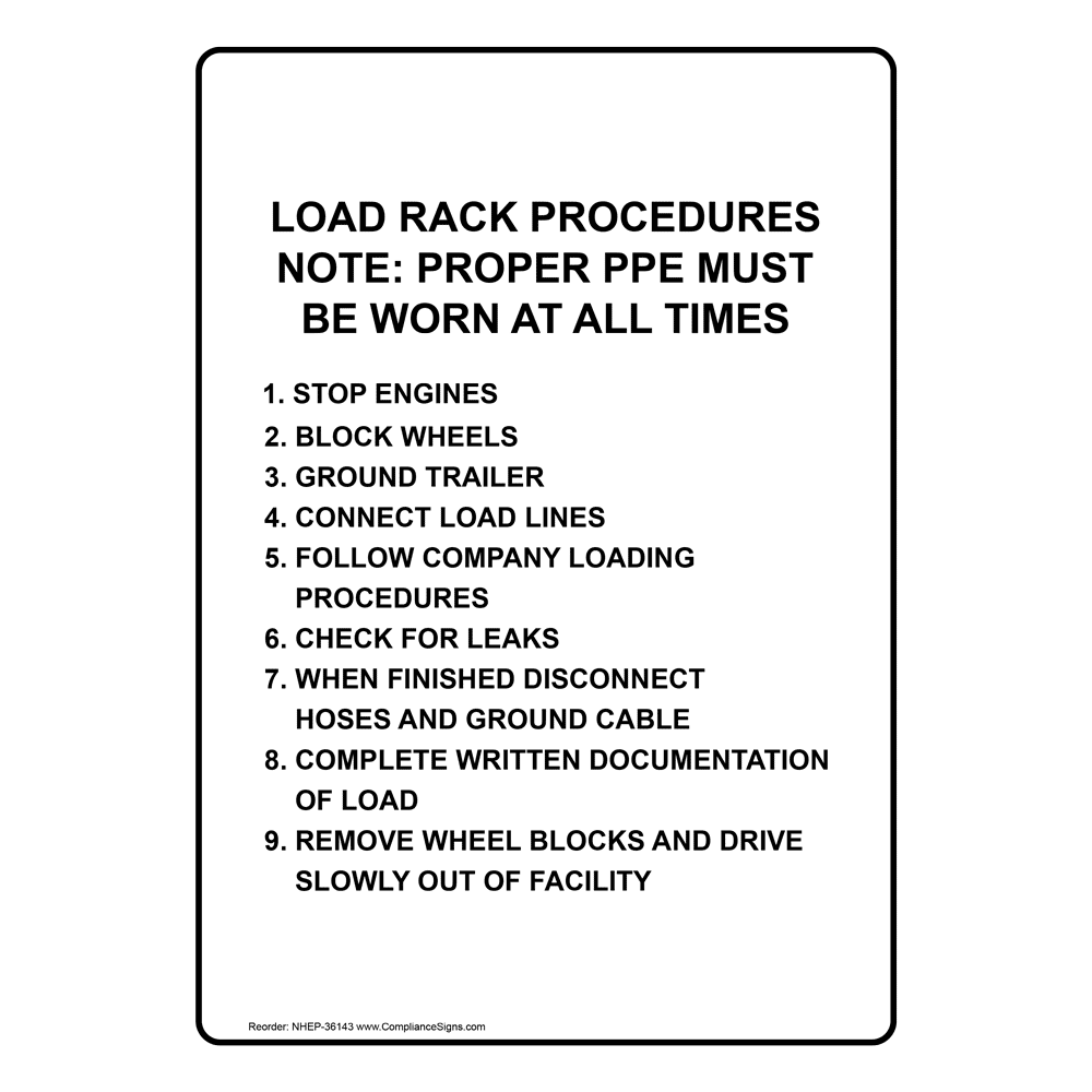 Load Rack Procedures Note Proper PPE Must Be Sign NHE36143