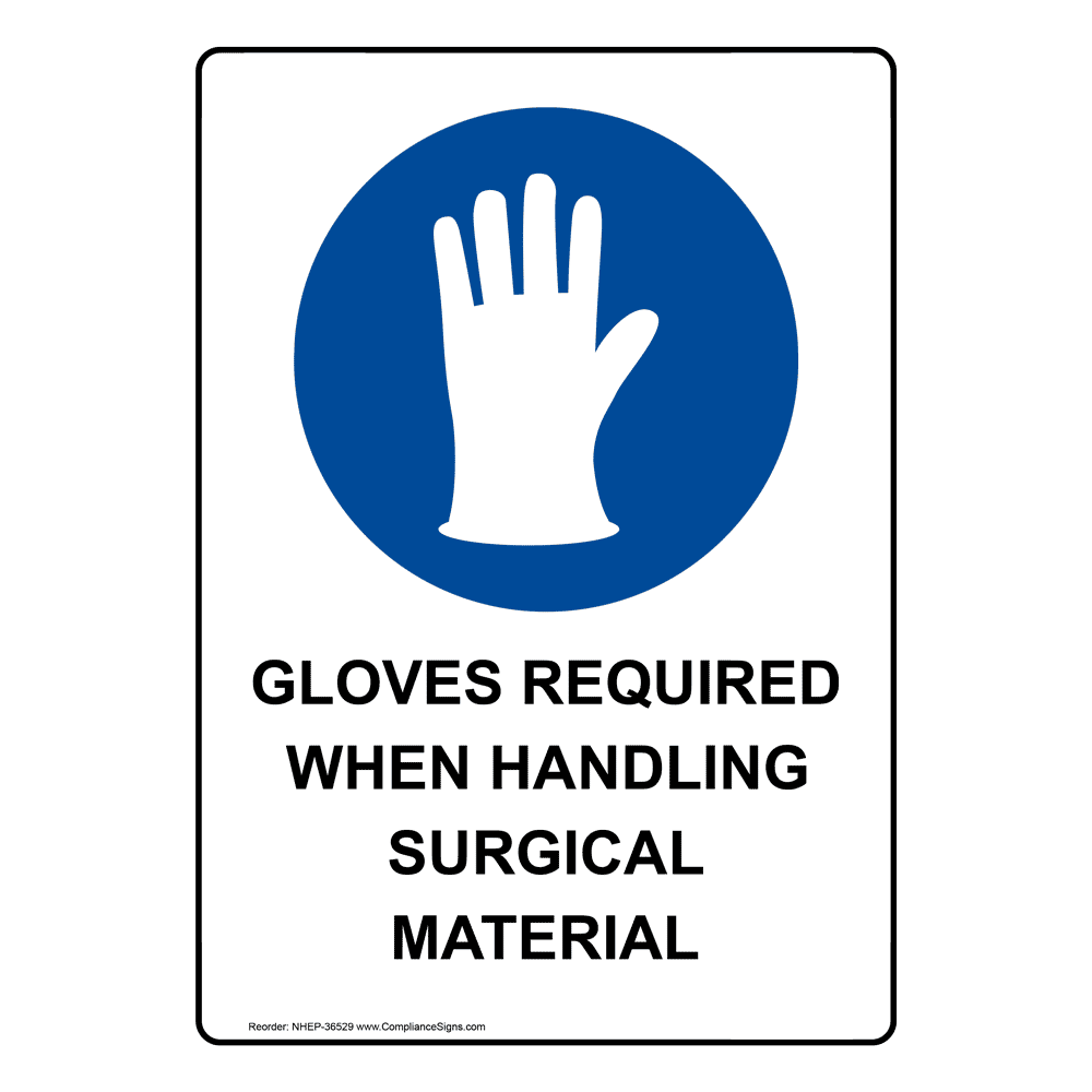 Portrait Gloves Required When Handling Sign With Symbol NHEP36529
