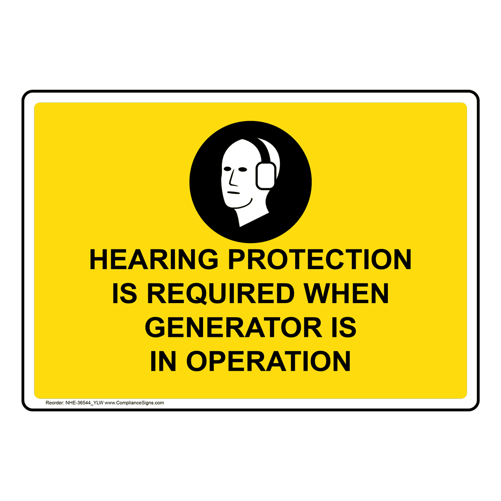 Hearing Protection Is Required Sign With Symbol NHE36544_YLW