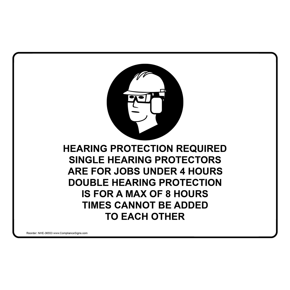 Hearing Protection Required Single Sign With Symbol NHE36553