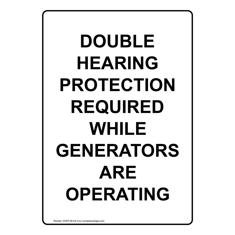Portrait Double Hearing Protection Required Sign NHEP36125