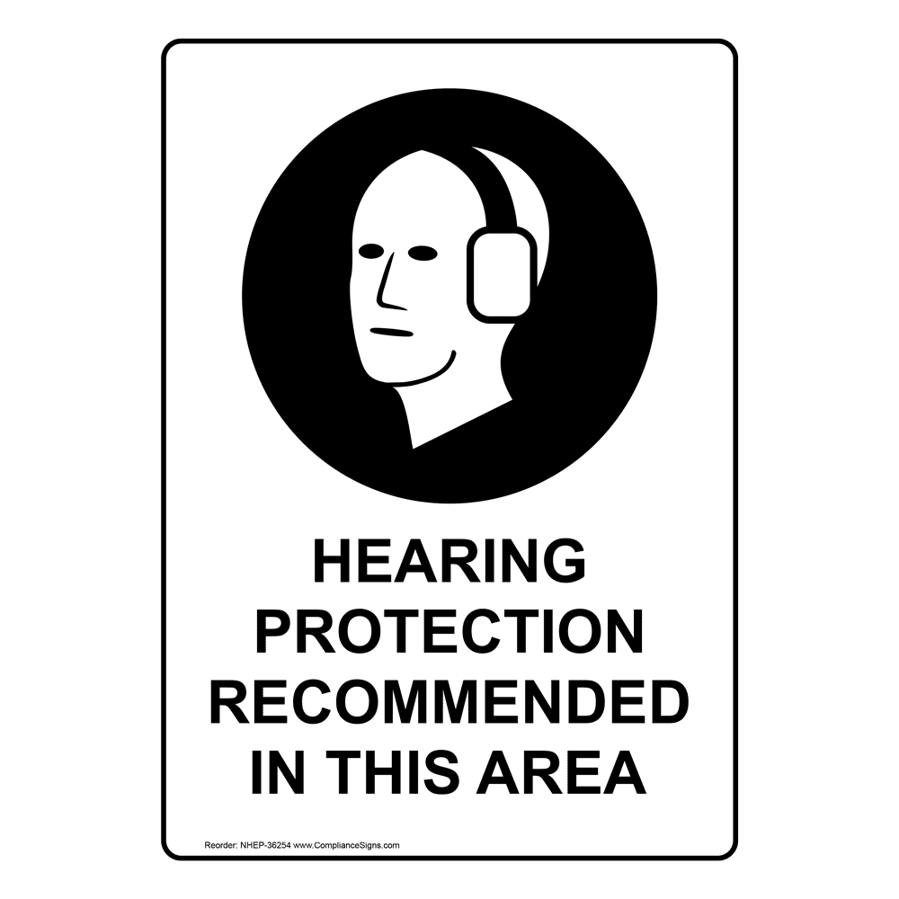 Hearing Protection In This Area Sign With Symbol NHE36254