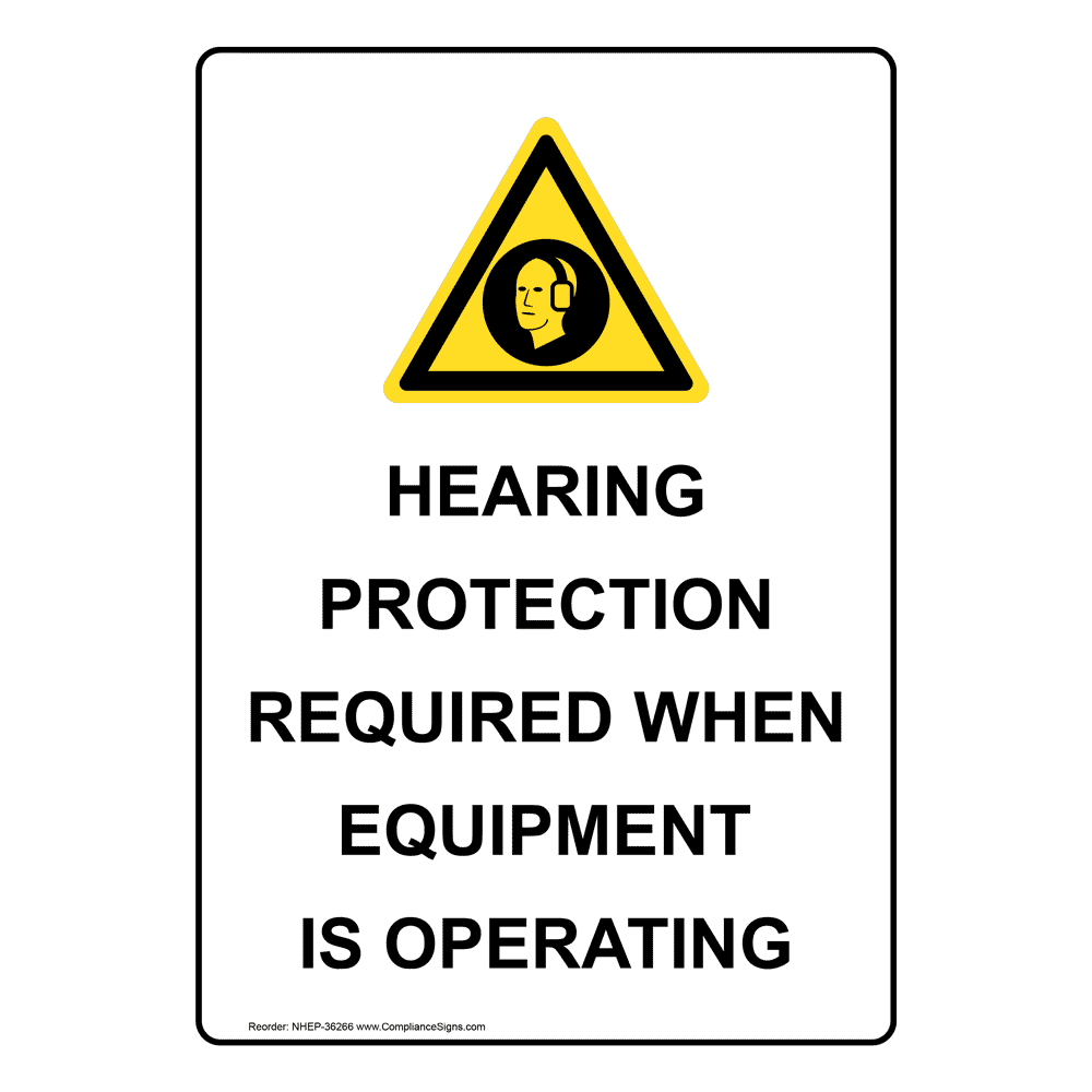 Portrait Hearing Protection Required Sign With Symbol NHEP-36266