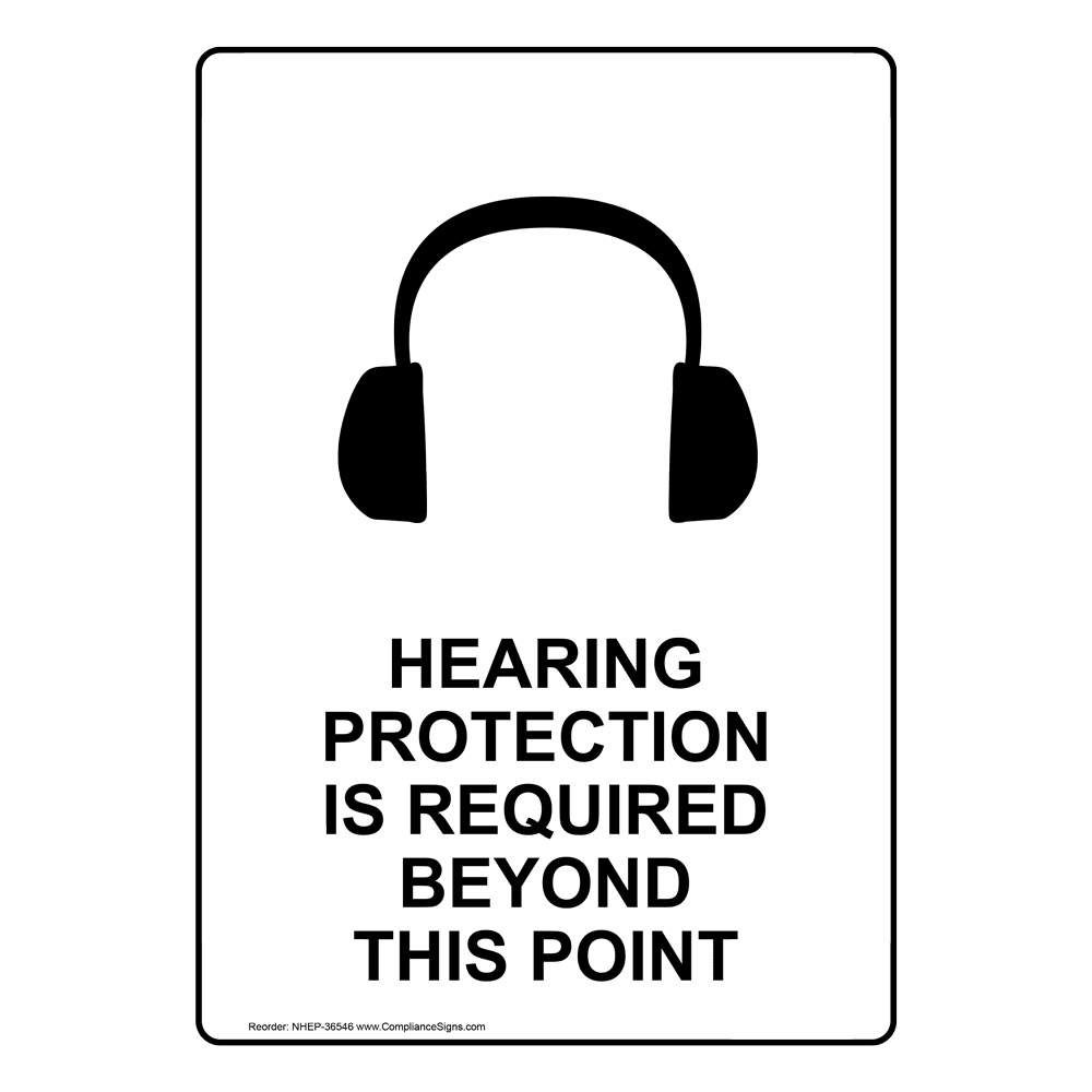Portrait Hearing Protection Is Required Sign With Symbol NHEP36546