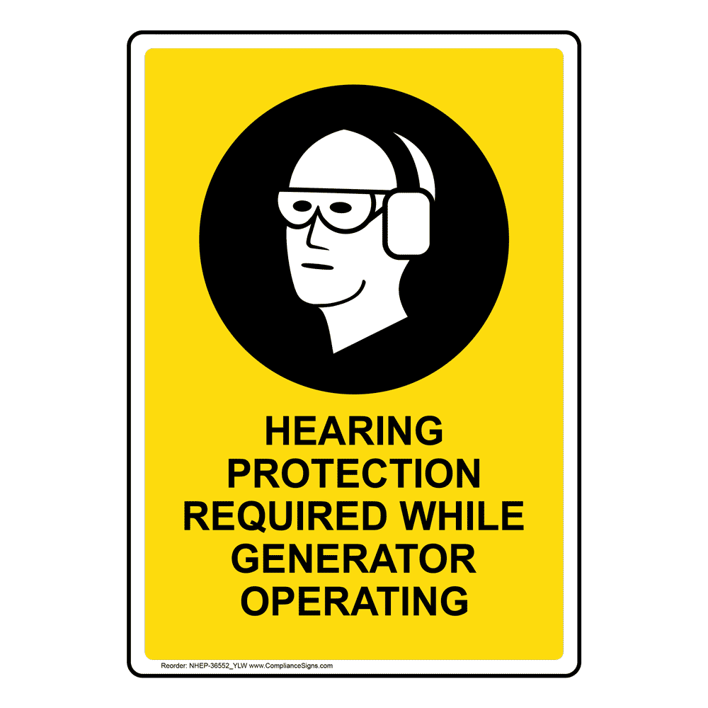 Portrait Hearing Protection Sign With Symbol NHEP-36552_YLW