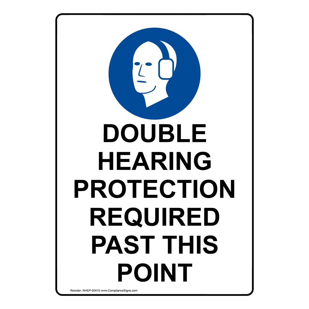 Portrait Double Hearing Protection Sign With Symbol NHEP50410