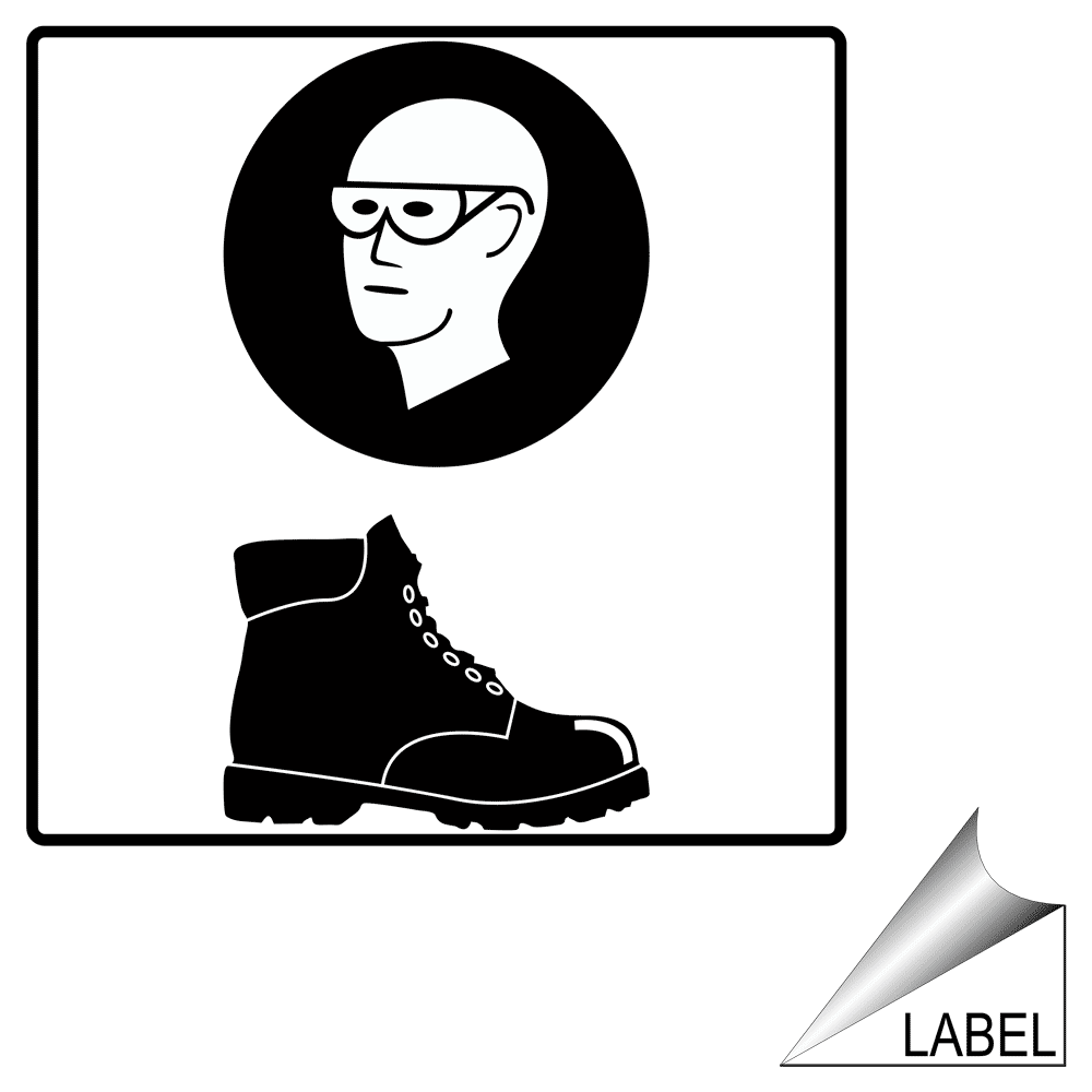 Safety Glasses Safety Shoes Symbol Label LABELSYM2636R PPE