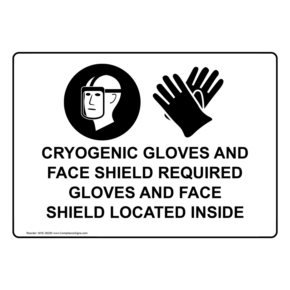 Cryogenic Gloves And Face Shield Sign With Symbol NHE36295