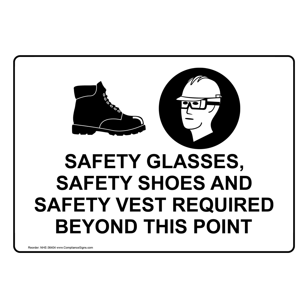 Safety Glasses, Safety Shoes And Sign With Symbol NHE36404