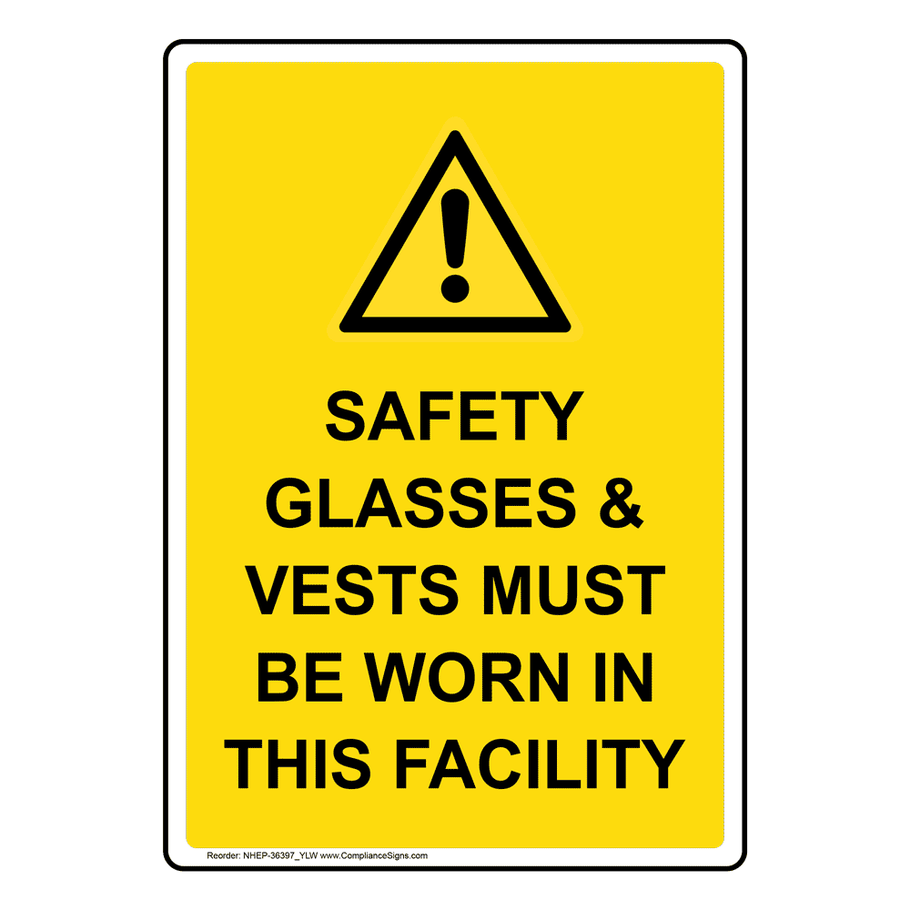 Portrait Safety Glasses And Gloves Required Sign NHEP36398