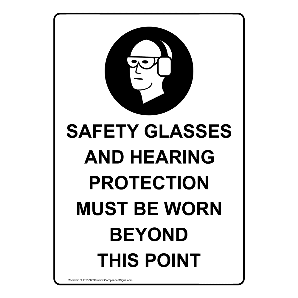Portrait Safety Glasses And Gloves Required Sign NHEP36398