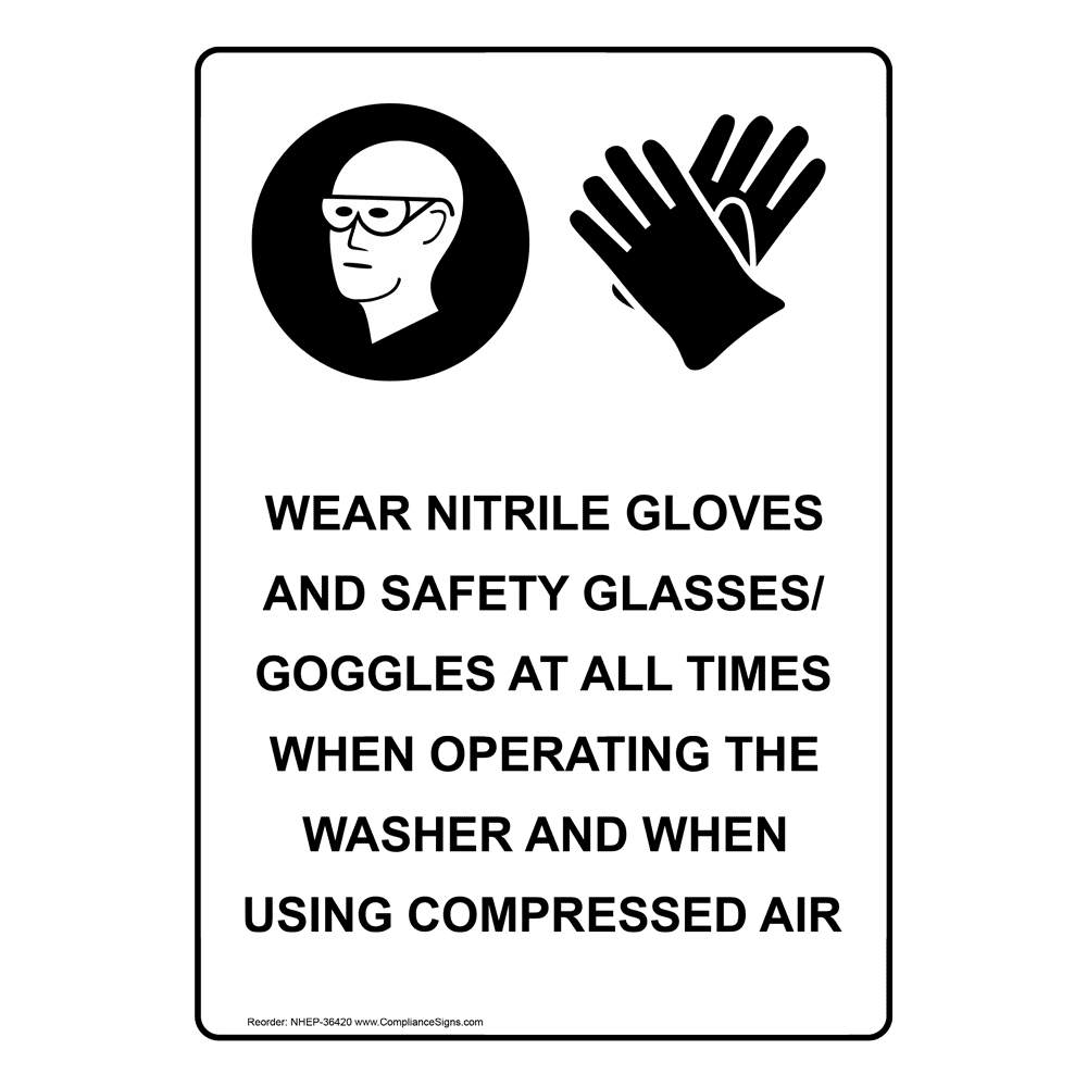 Portrait Lab Coats, Safety Glasses Sign With Symbol NHEP36423_YLW