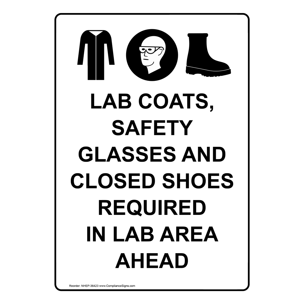 Portrait Lab Coats, Safety Glasses Sign With Symbol NHEP36423_YLW