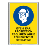 Portrait Eye & Ear Protection Sign With Symbol NHEP-36501_YLW