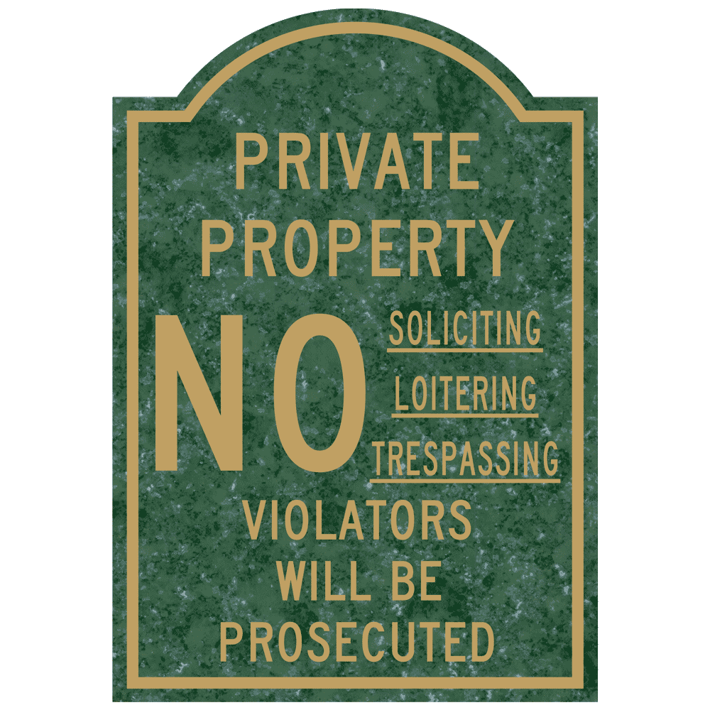 Verde Engraved PRIVATE PROPERTY Sign EGRE-13357_Gold_on_Verde