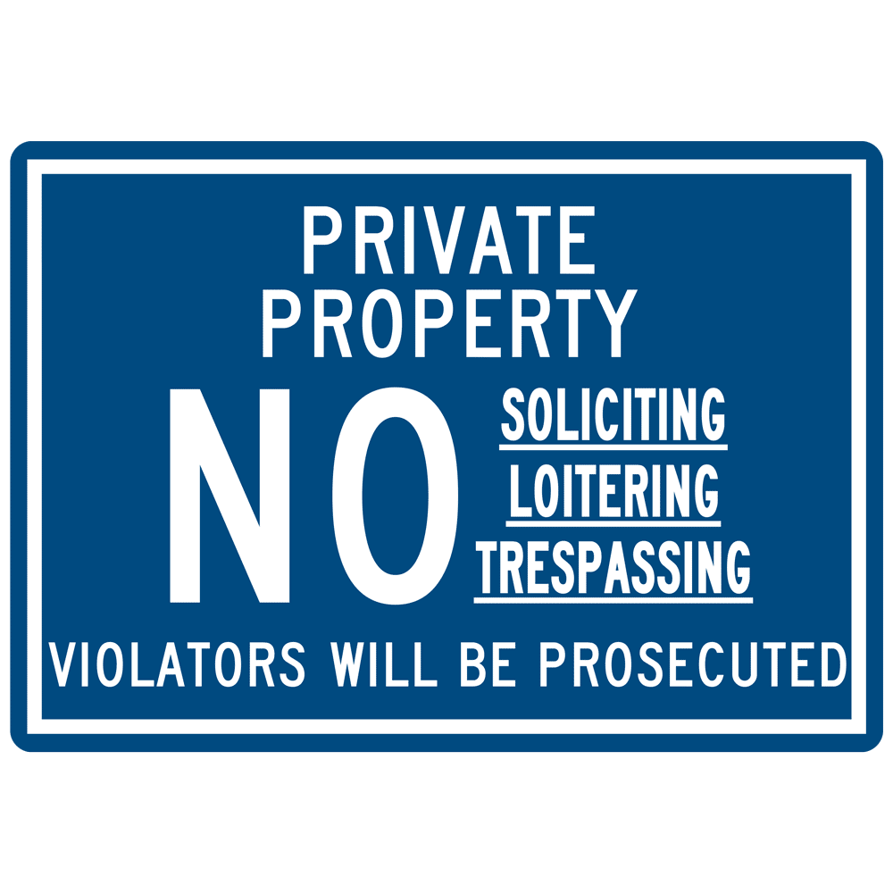 Private Property Engraved Sign EGRE13358WHTonBLU Private Property