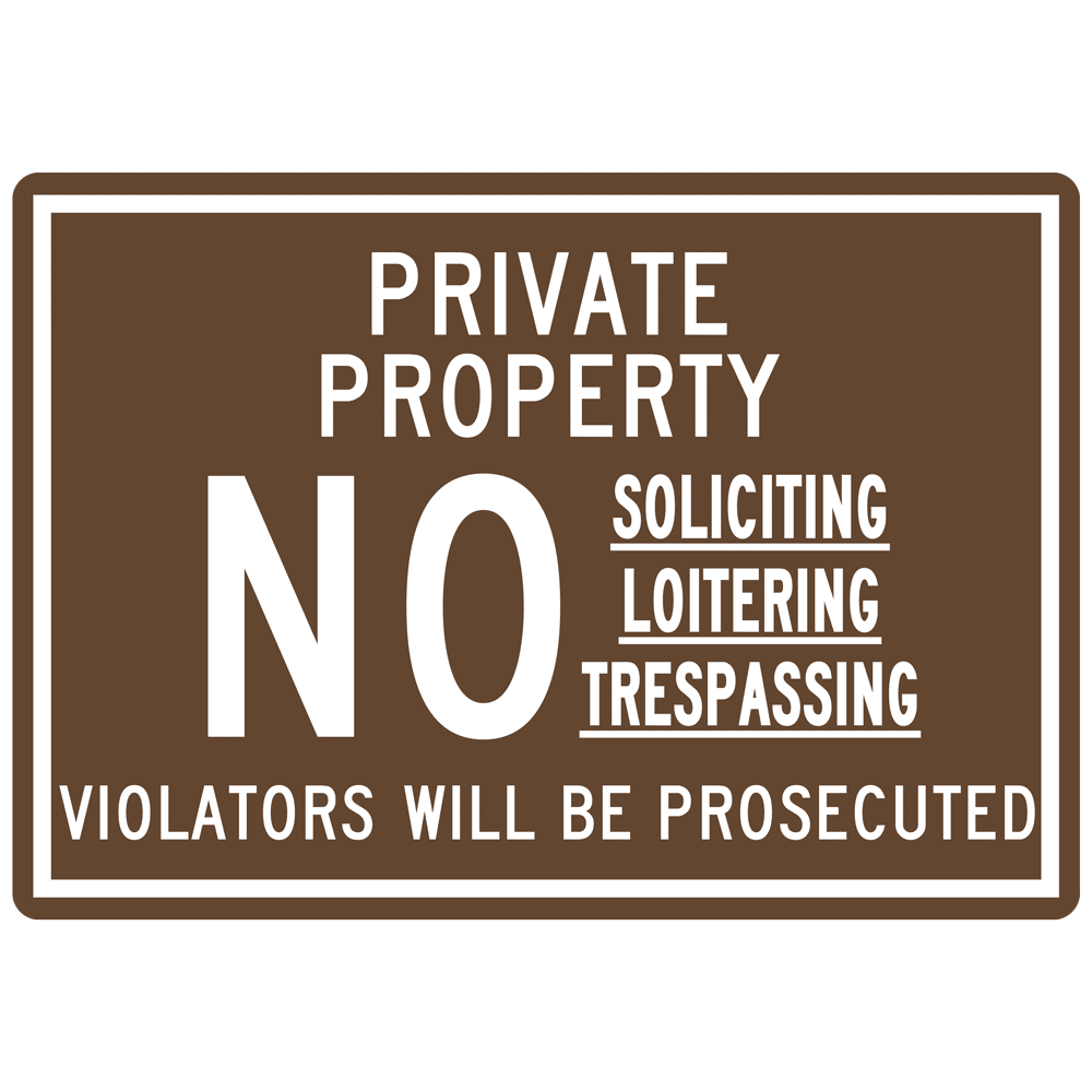 Private Property Engraved Sign EGRE13358WHTonBrown Private Property