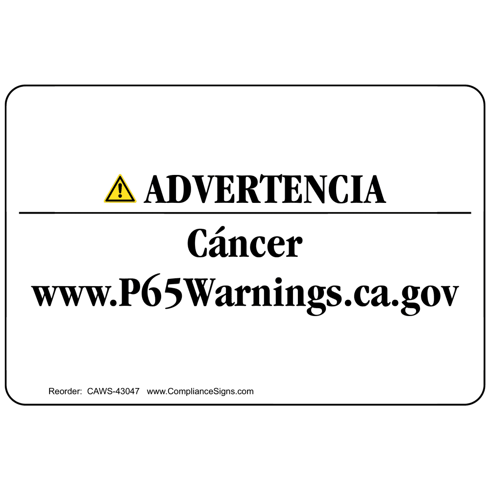 Spanish Prop 65 Cancer / Reproductive Harm Warning Roll Label CAWS43049
