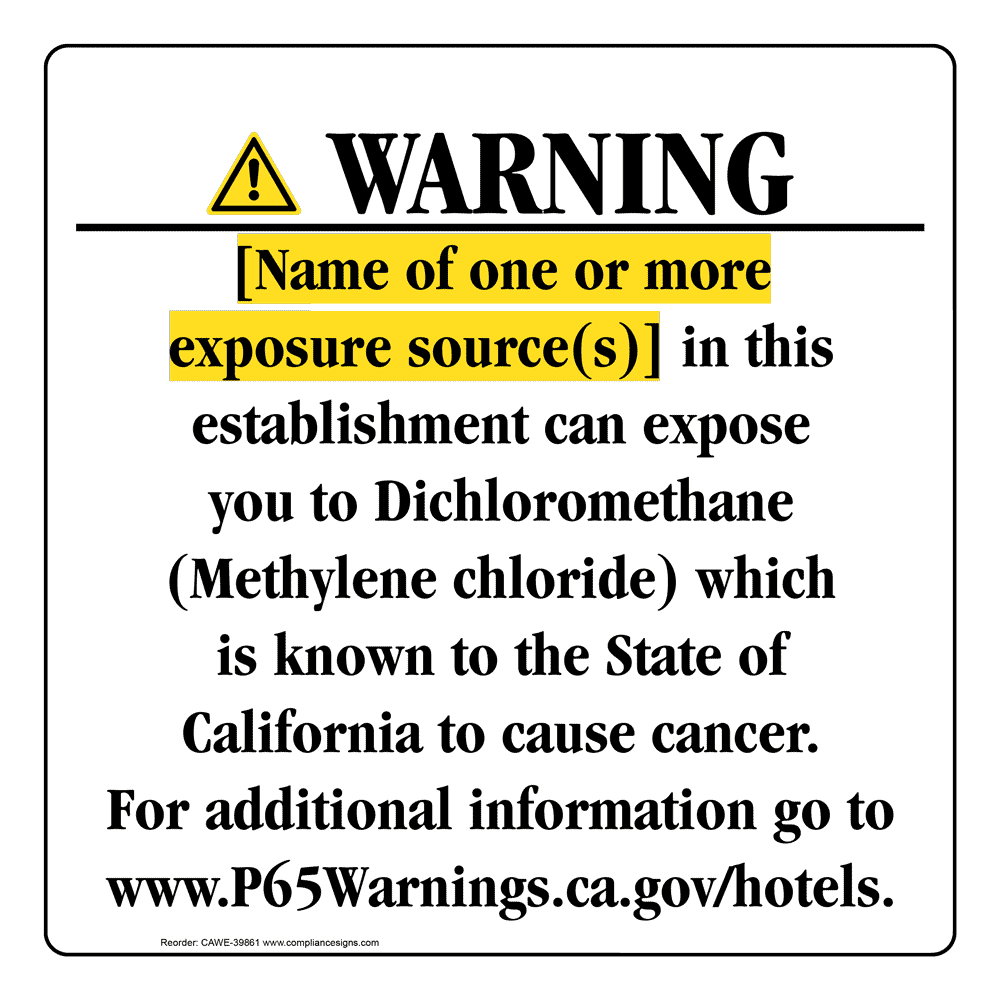 California Prop 65 Hotel Warning Sign CAWE-39861