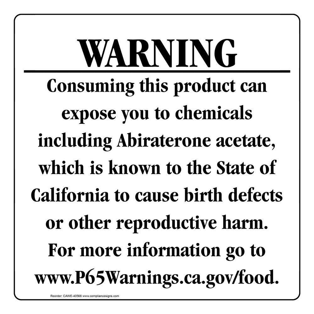 California Prop 65 Food Warning Sign CAWE-40568