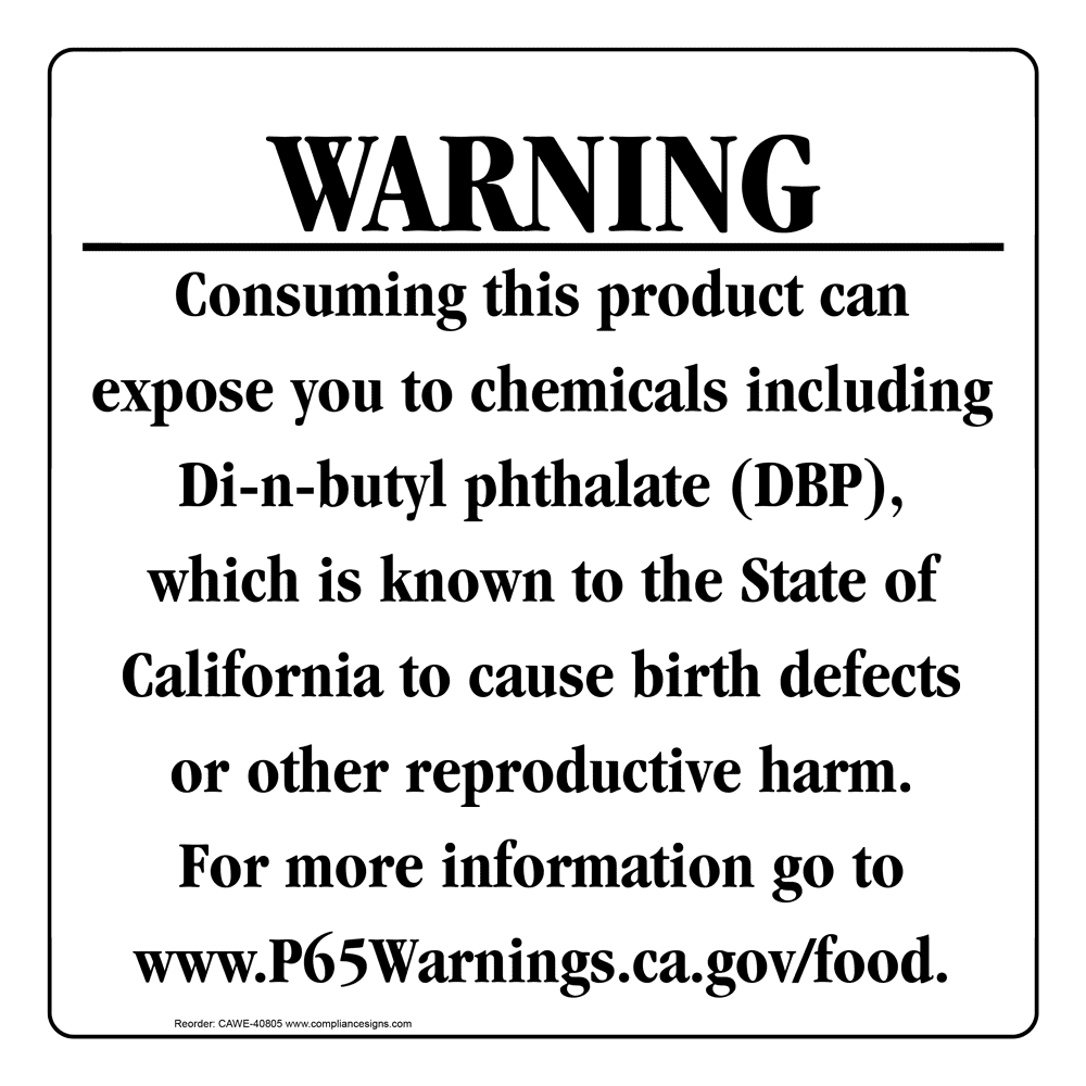 California Prop 65 Food Warning Sign CAWE-40805