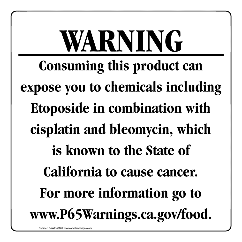 California Prop 65 Food Warning Sign CAWE-40861