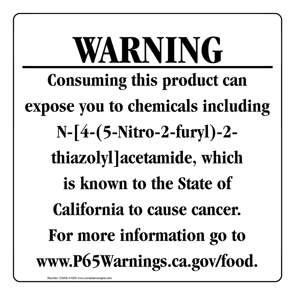 California Prop 65 Food Warning Sign CAWE41025