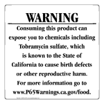 California Prop 65 Food Warning Sign CAWE-41270