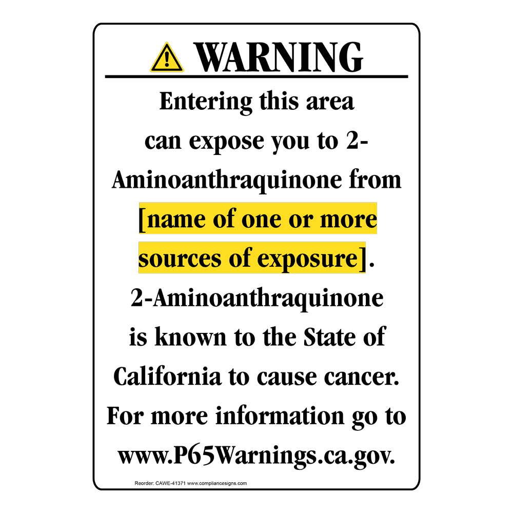 Portrait California Prop 65 Chemical Exposure Area Warning Sign CAWE-41371