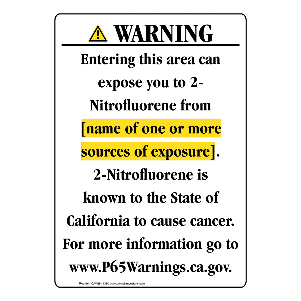 Portrait California Prop 65 Chemical Exposure Area Warning Sign CAWE-41380
