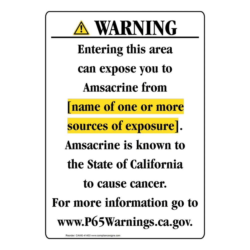 Portrait California Prop 65 Chemical Exposure Area Warning Sign CAWE-41453