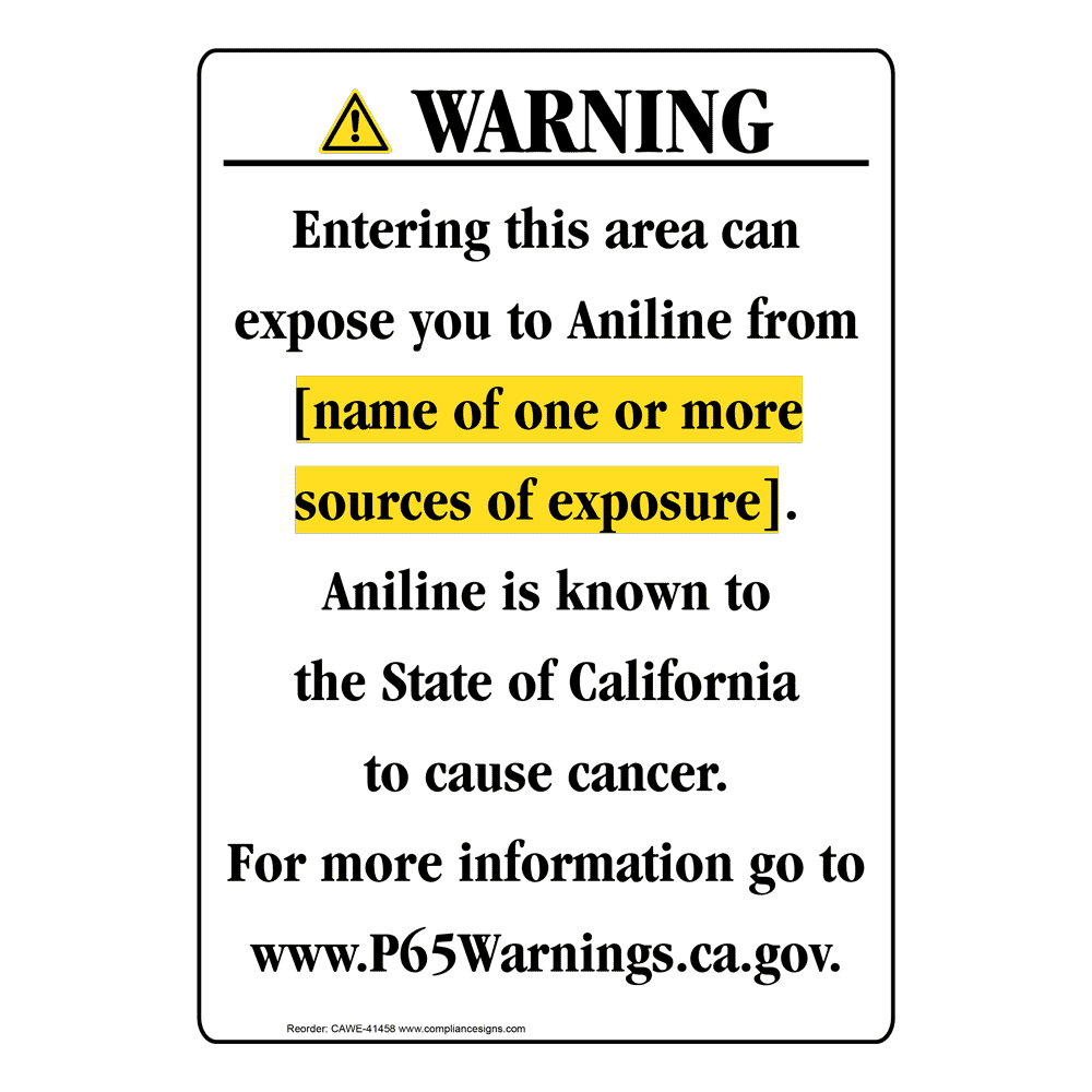 Portrait California Prop 65 Chemical Exposure Area Warning Sign CAWE-41458