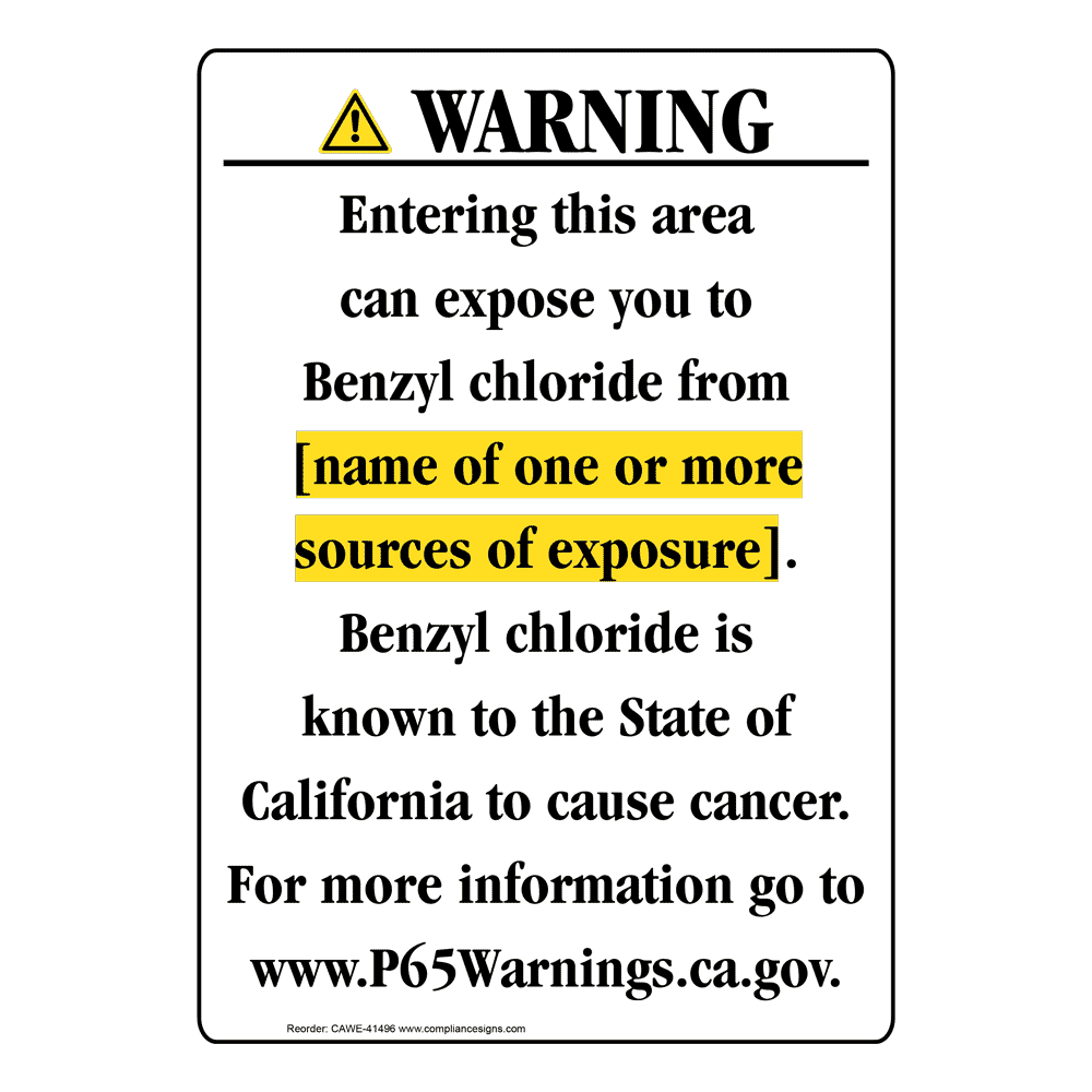 Portrait California Prop 65 Chemical Exposure Area Warning Sign CAWE-41496